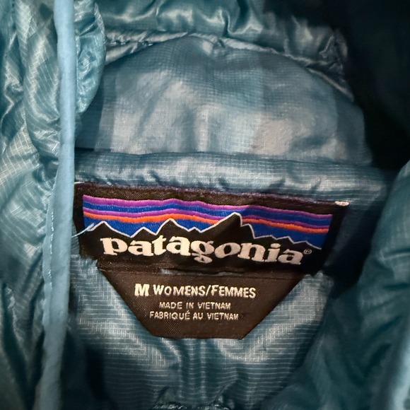 Patagonia Womens Nano Puff Hooded Jacket Blue Insulated Quilted Zip Pockets M - Picture 2 of 5
